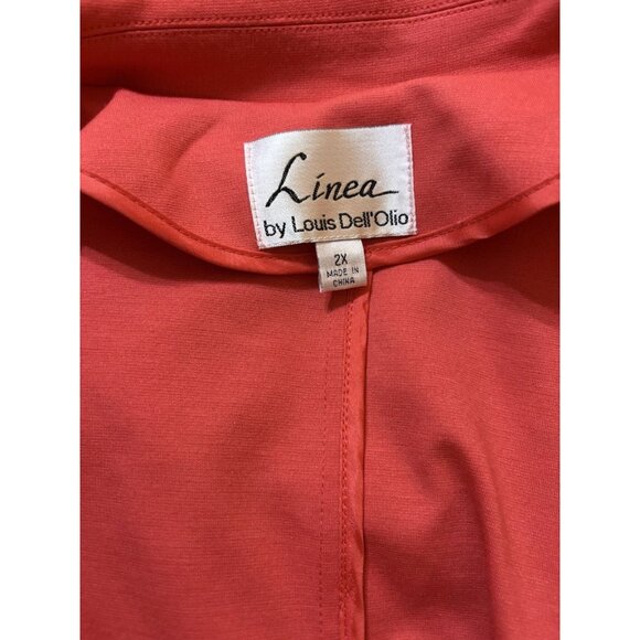 Linea By Louis Dell Vtg Womens Red Blazer Jacket w Ruching Sz 2X Professional - Picture 6 of 6